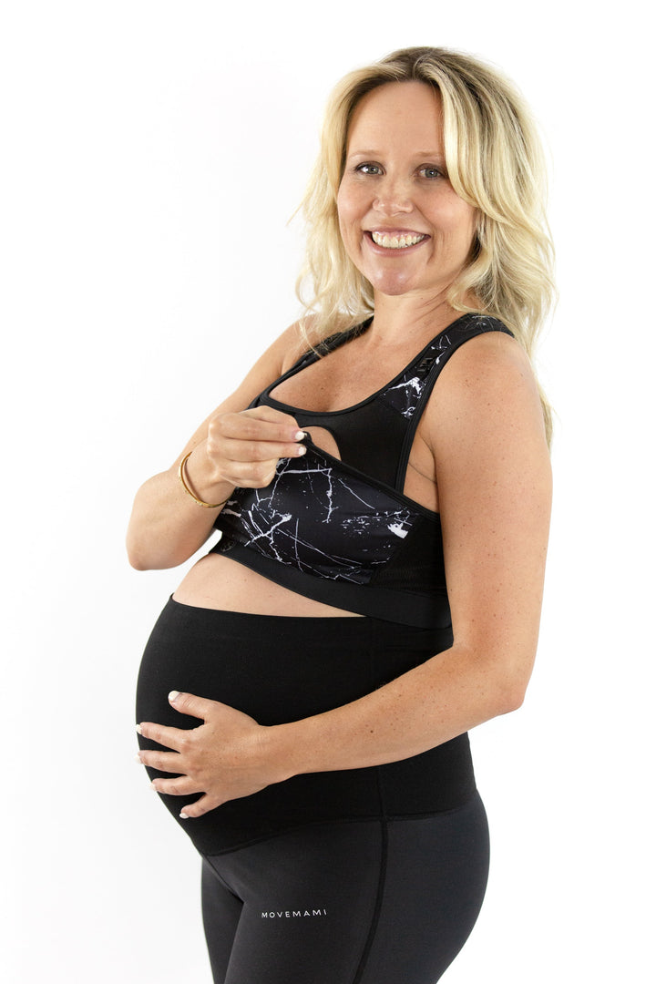 Luna Nursing Sports Bra - Black Marble