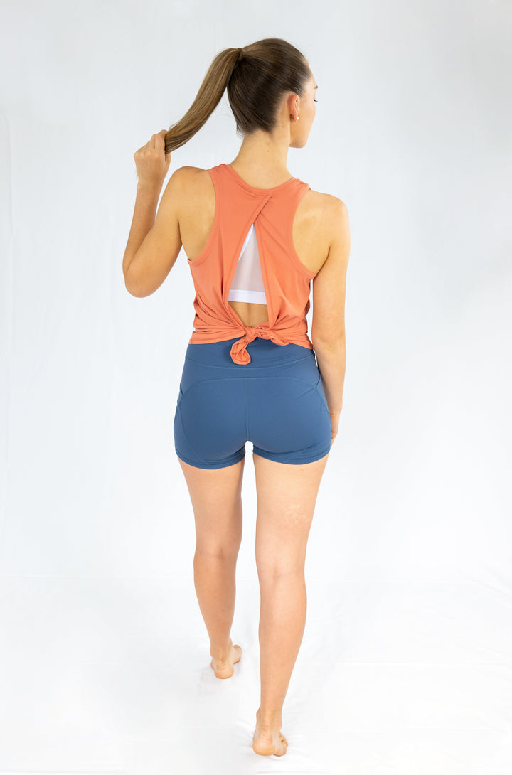 Corfu Tie-Back Top - Orange Coral